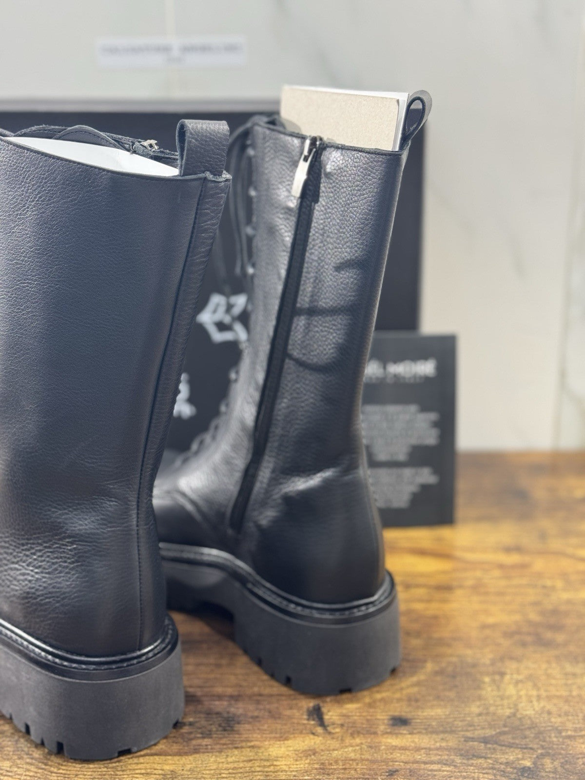 Gisel Moire’ Anfibio    Donna Pelle Nera Made In Italy 37