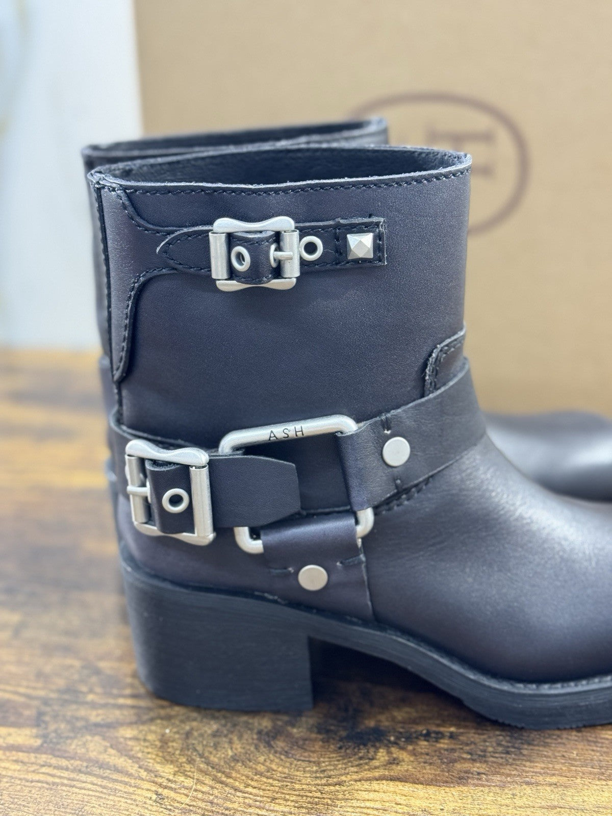 Ash Texas Black Pelle Biker Donna Ash 36