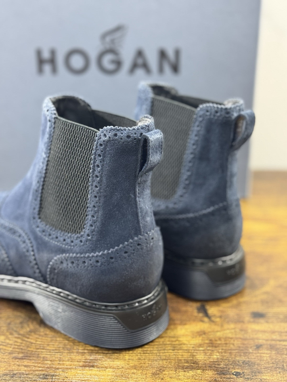 Hogan H576  Chelsea Boot Uomo Suede Blu   Extra Light Casual Hogan Boot Men 40.5