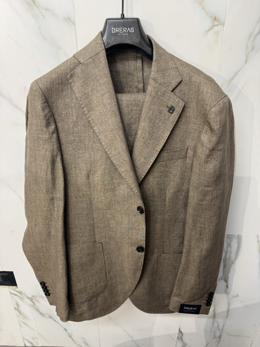Abito Breras Milano 100% Lino Tortora  Made In Italy 48