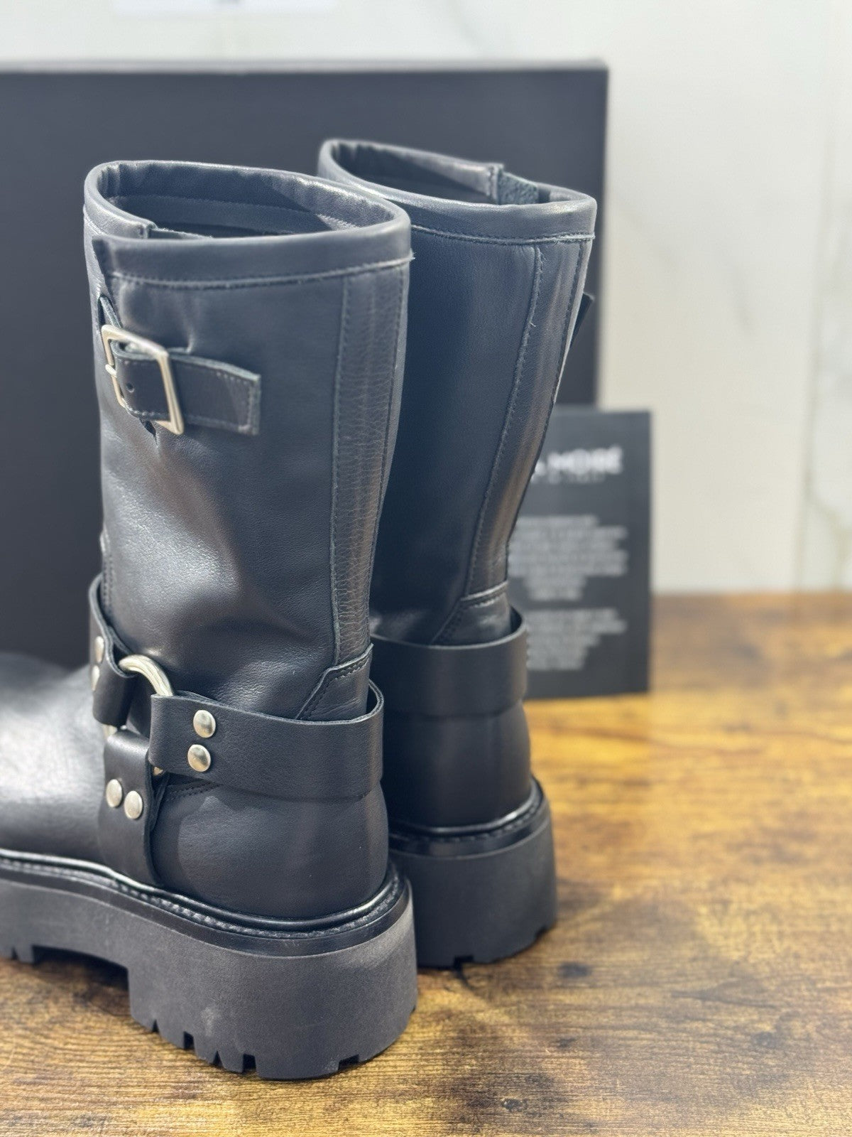 Gisel Moire’ Biker     Donna Pelle Nera Made In Italy 37