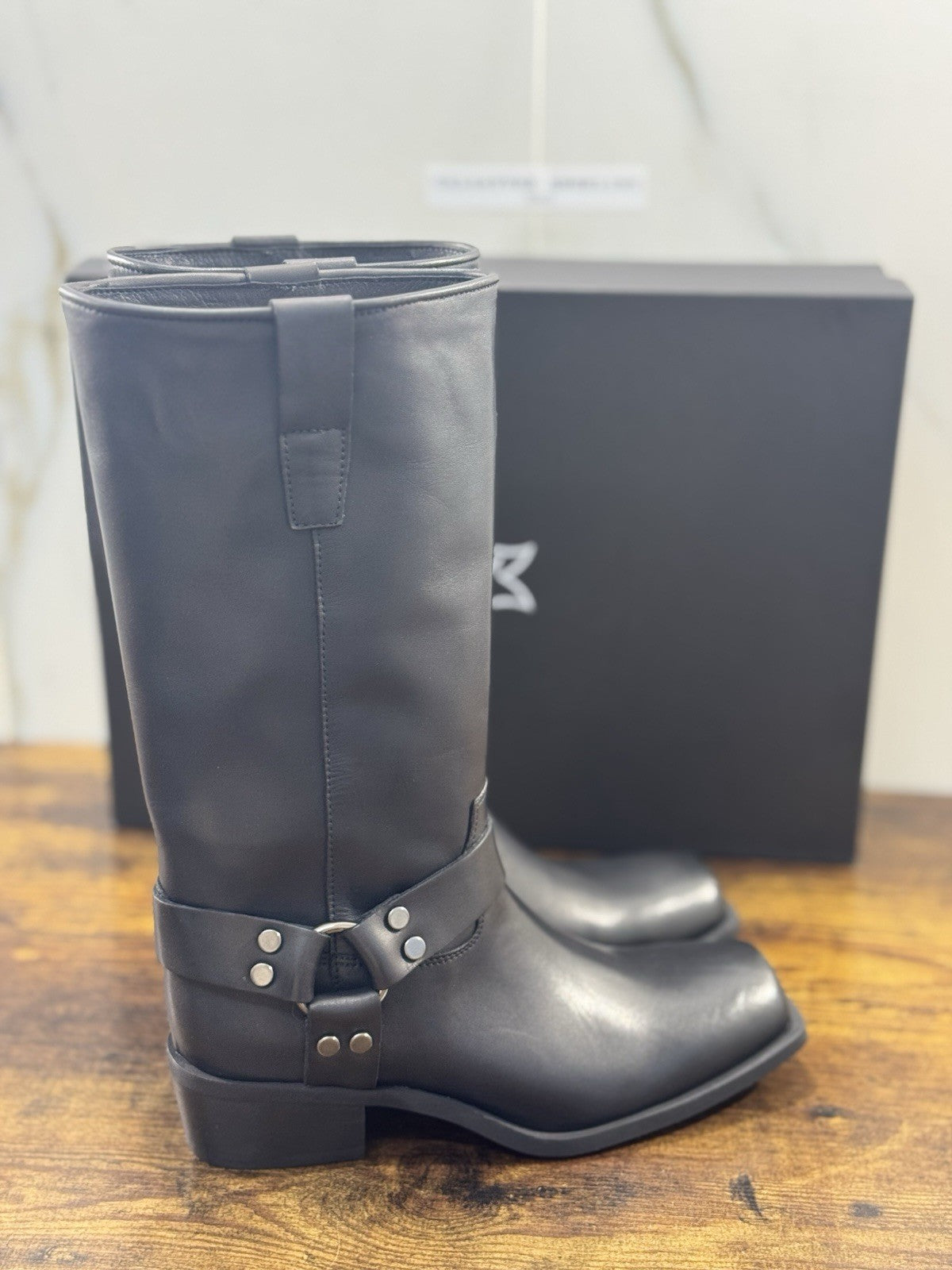 Gisel Moire’ Texano  Donna Pelle Nera Made In Italy 37