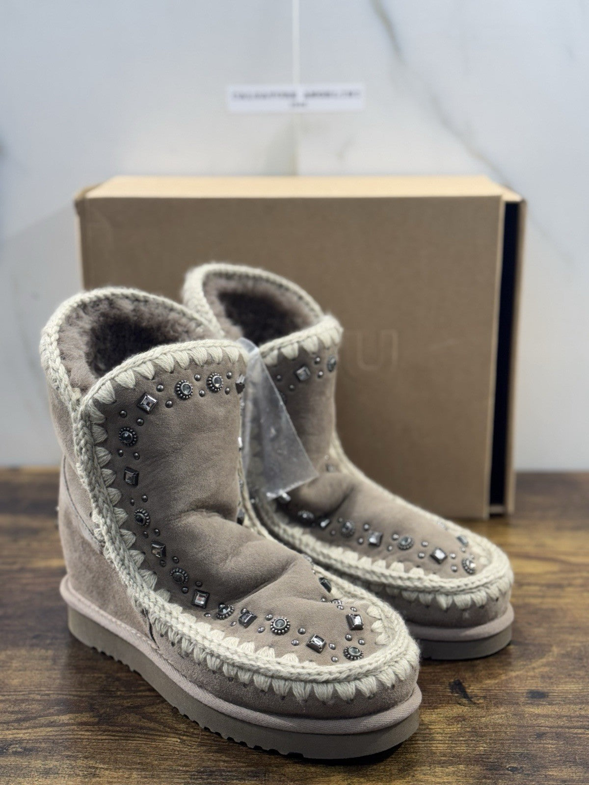 Mou eskimo Inner Wedge Short  Taupe    Casual Mou Woman Boot  Pietre  Logo 40’