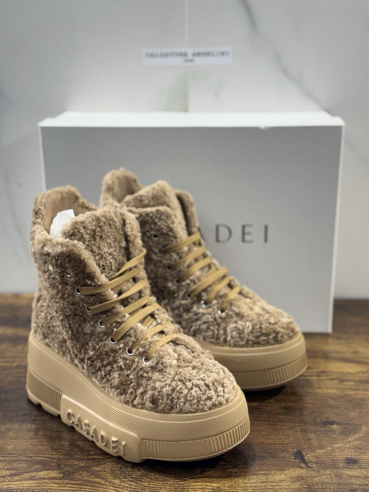 Casadei SNEAKER NEXUS HIGH IN PELLE Caramello Zeppa Casual Casadei 36
