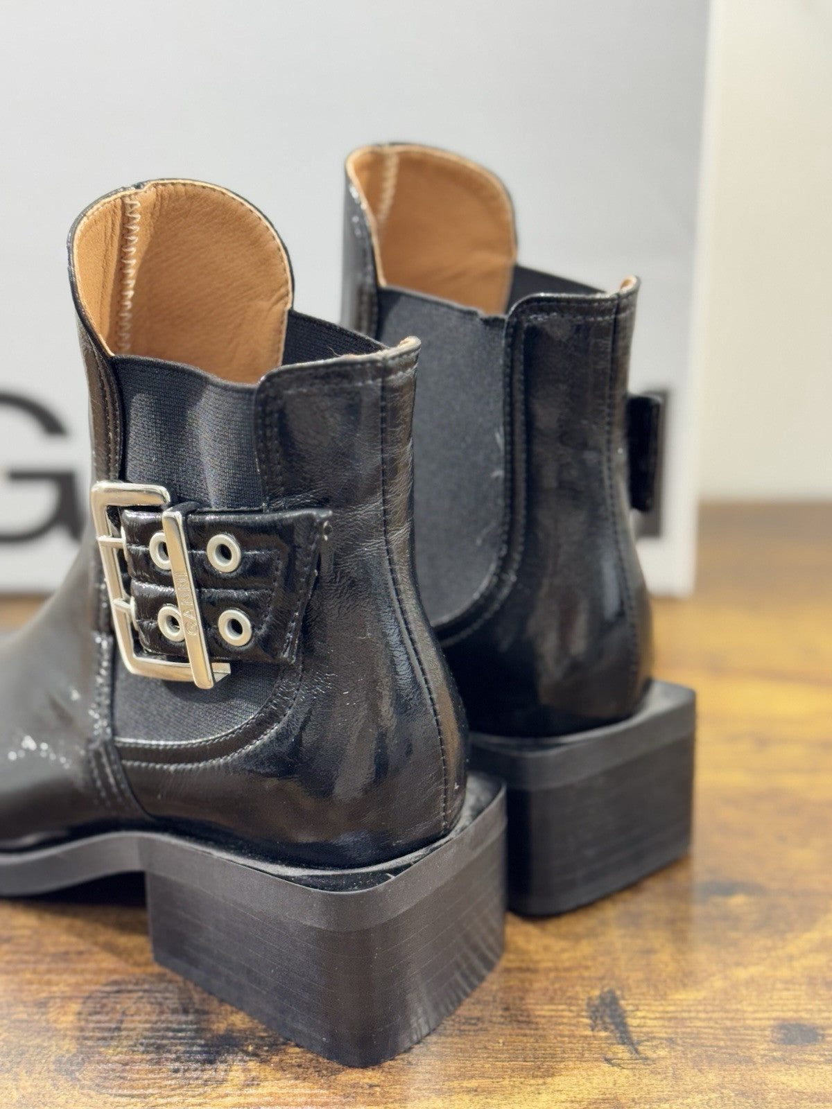 Ganni Texano  Donna Pelle Nero Causal Boot Donna Ganni 37