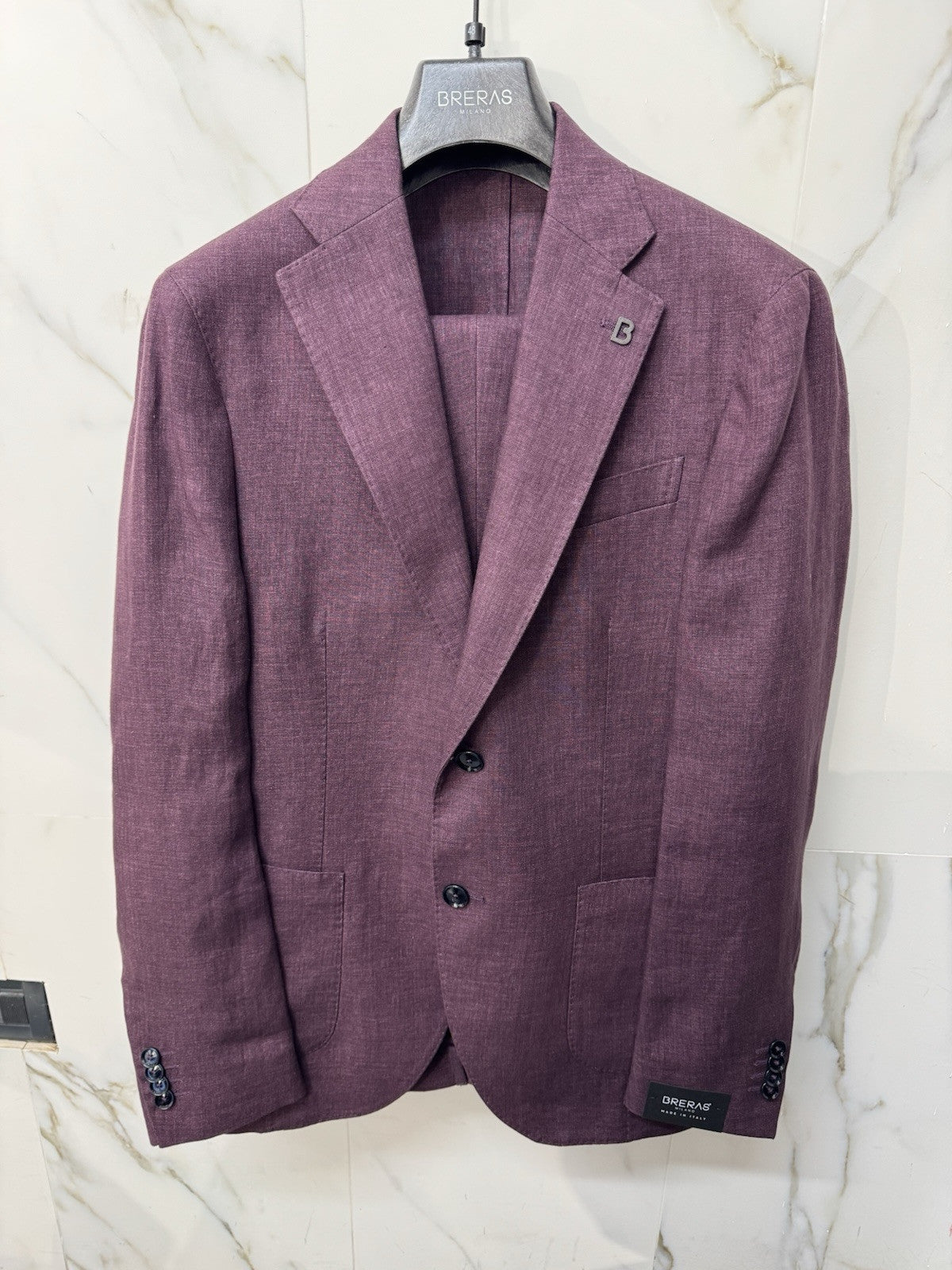 Abito Breras Milano 100% Lino Burgundy Made In Italy 46
