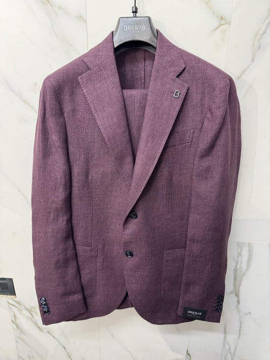 Abito Breras Milano 100% Lino Burgundy Made In Italy 46