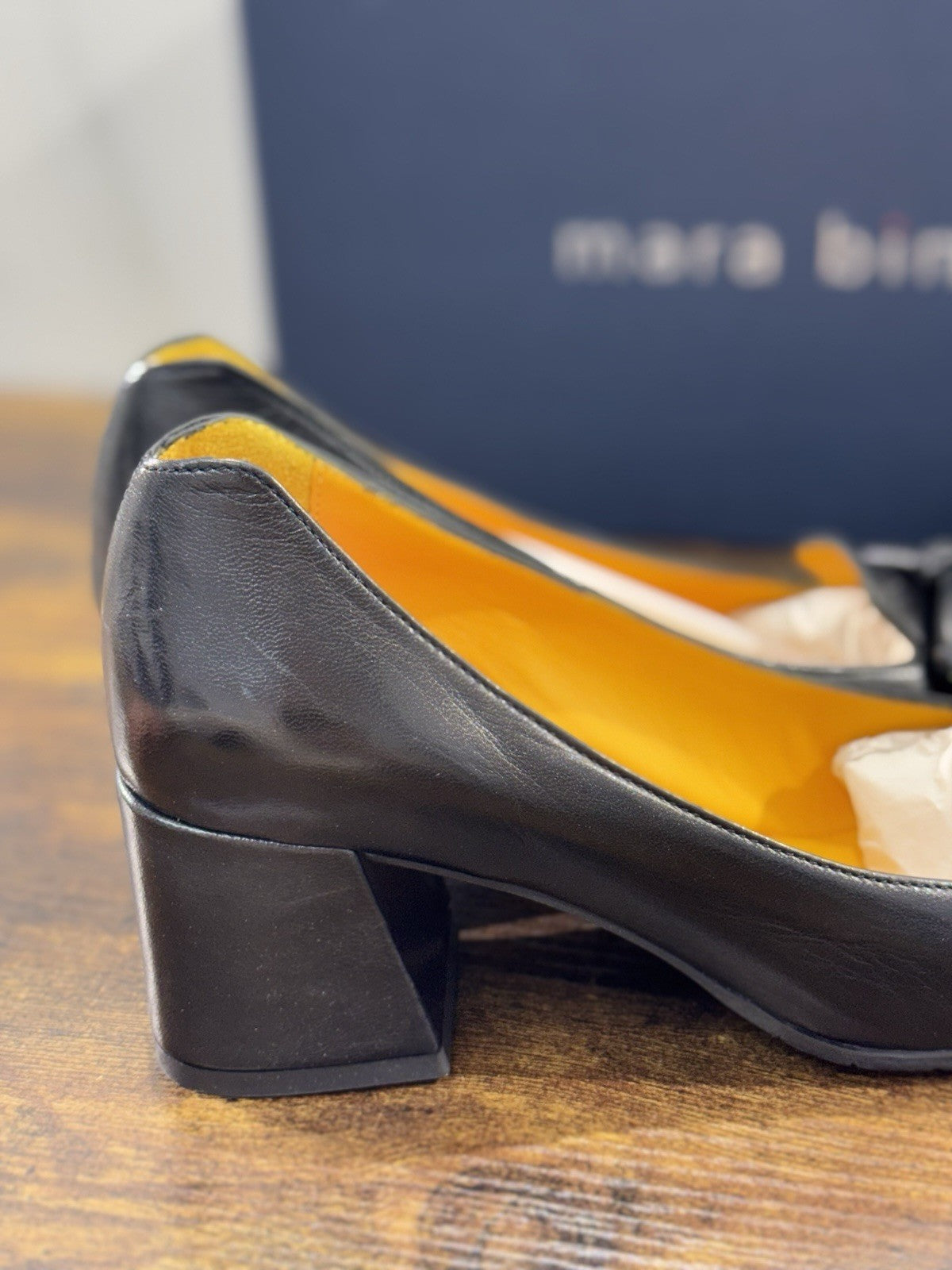Mara Bini Mocassino  Donna Pelle Nero  Con Tacco Handmade Sacchetto 37.5