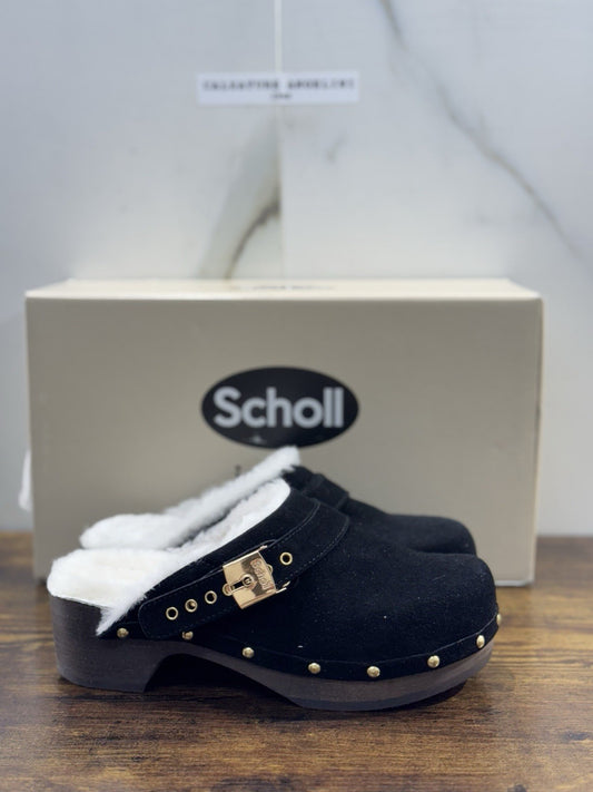 Scholl  Pescura Robin  Zoccolo Donna Suede Nero Casual Clogs 38