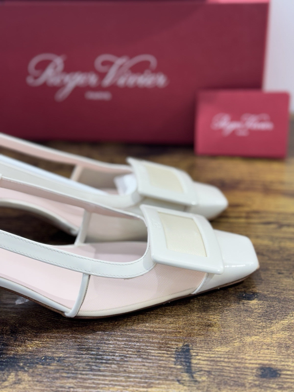 Roger Vivier Décolletés Slingback Belle Vivier 45 Mm  in pelle White Mesh 36.5