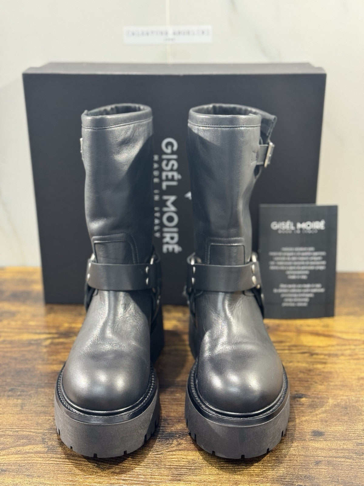 Gisel Moire’ Biker     Donna Pelle Nera Made In Italy 37