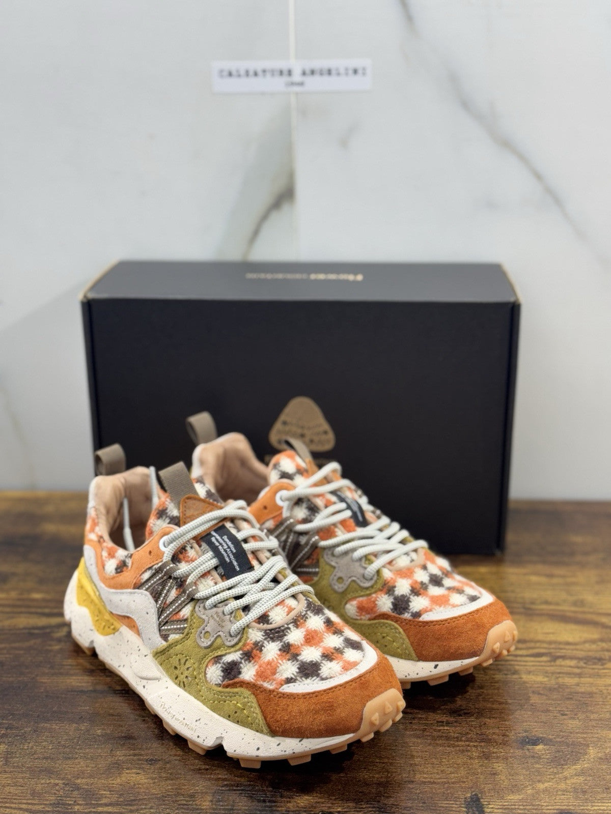 Flower Mountain Yamano 3 Orange Zucca Light Suede Pony  Causal Snekaer Donna 37