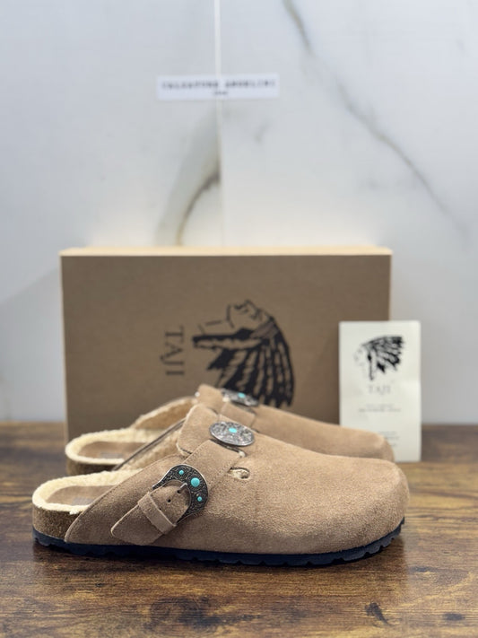 Taji Sabot Donna Suede Visone Icon Sabot Made In Italy 36