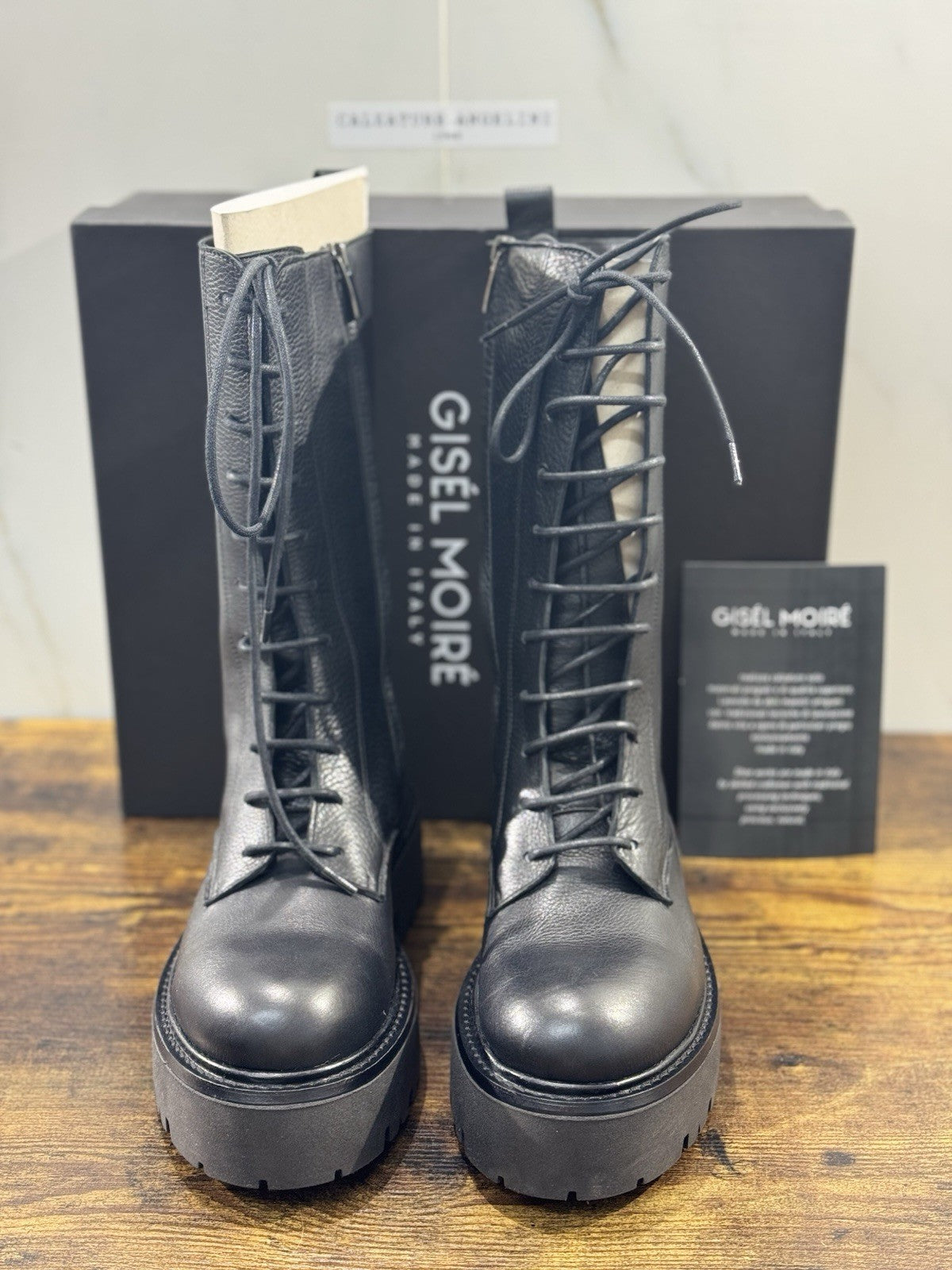 Gisel Moire’ Anfibio    Donna Pelle Nera Made In Italy 37