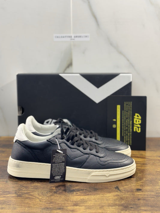 4B12 Sneaker Uomo Hyper Pelle Nera Casual Shoe 44