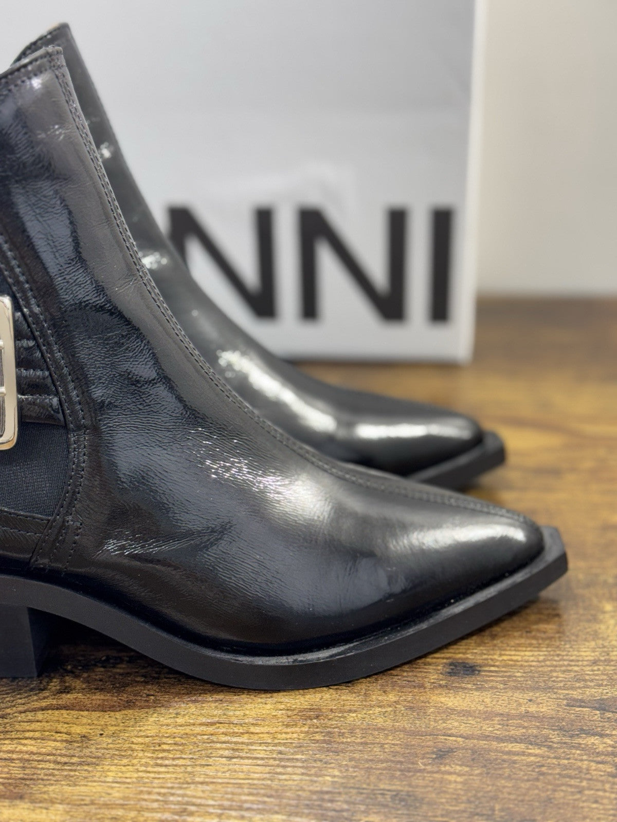 Ganni Texano  Donna Pelle Nero Causal Boot Donna Ganni 37
