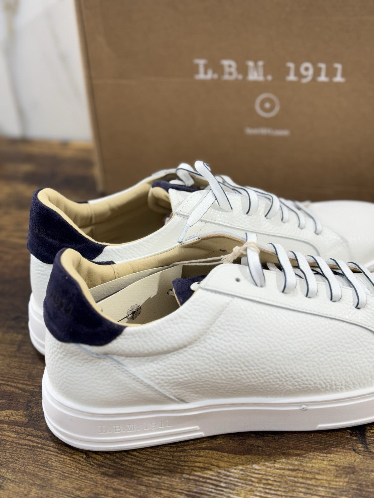 l.b.m. 1911 Sneaker Uomo Icon Pelle Bianca Blu Made In Italy 41