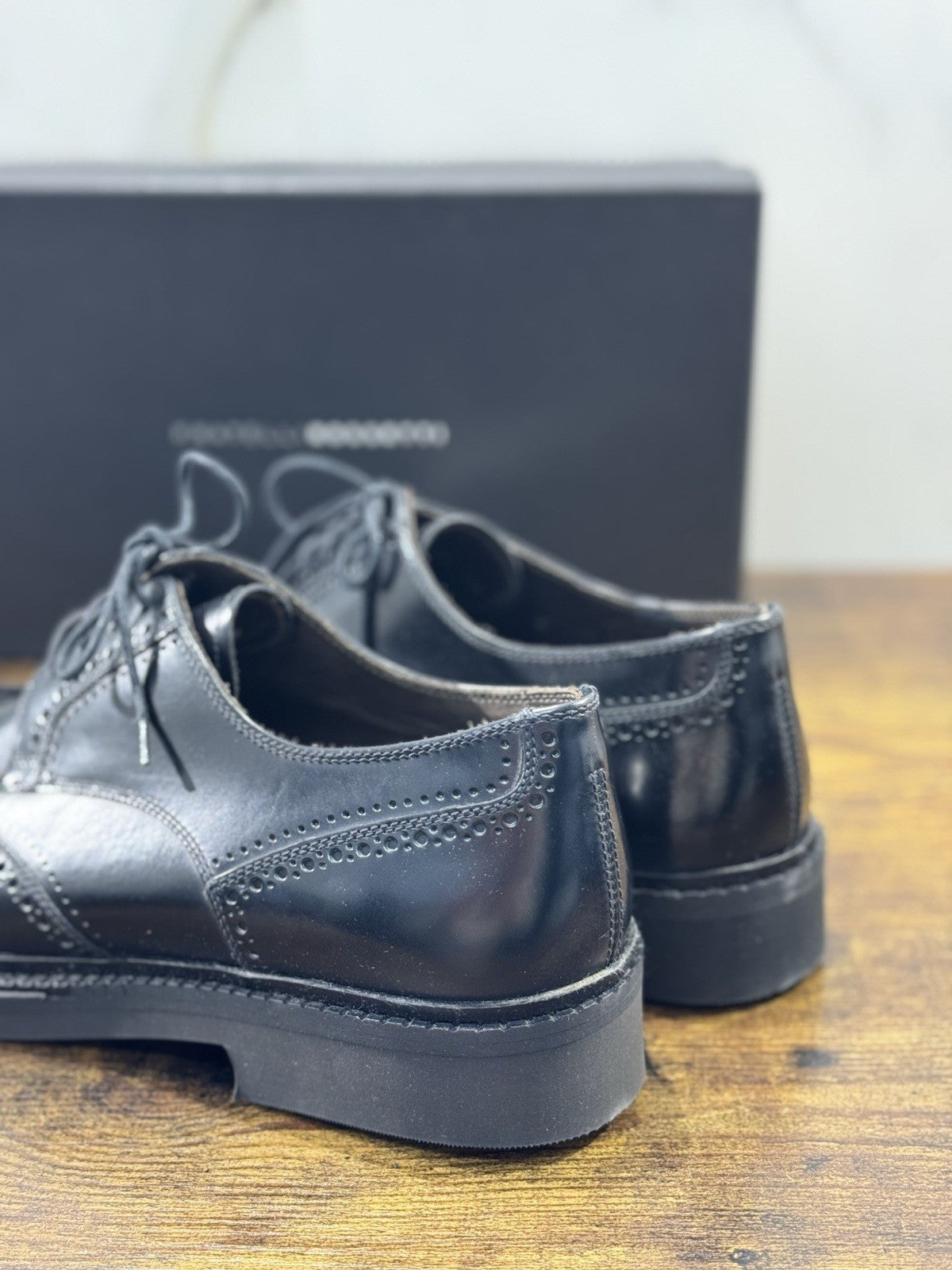 fratelli rossetti Scarpa Uomo Derby Brogue Nero Pelle Luxury Men Shoe 41.5