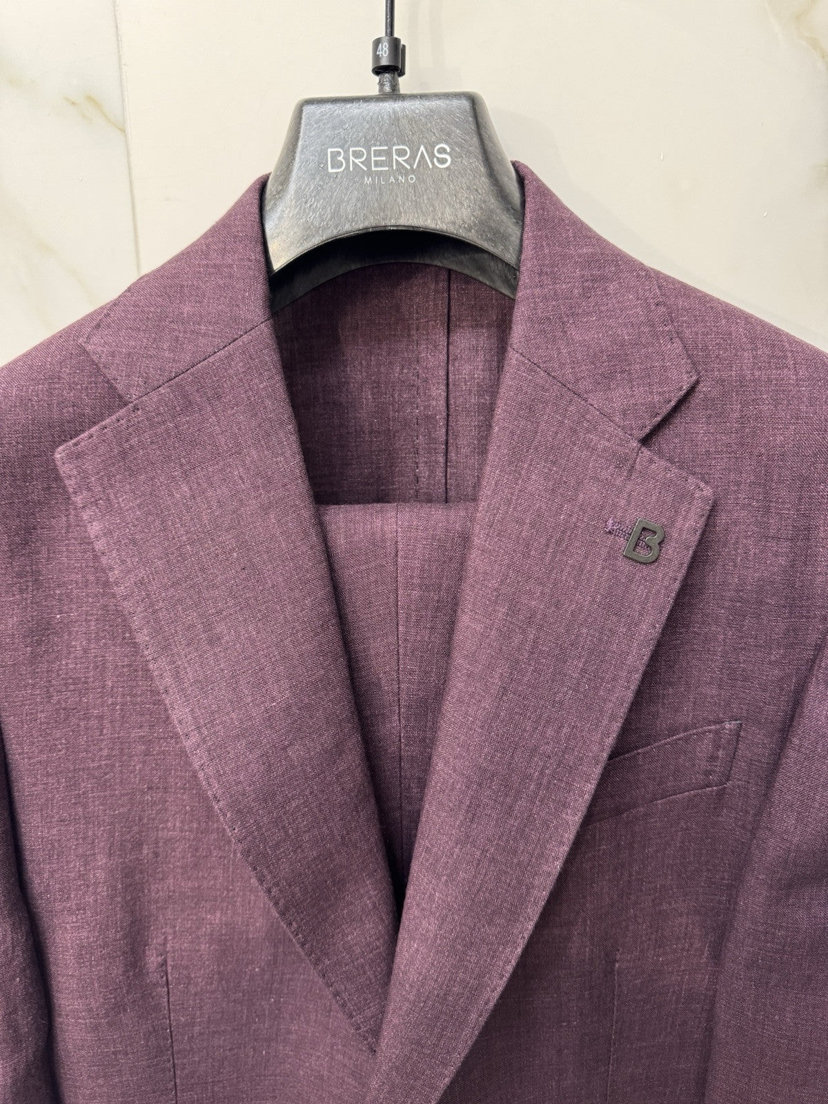 Abito Breras Milano 100% Lino Burgundy Made In Italy 48
