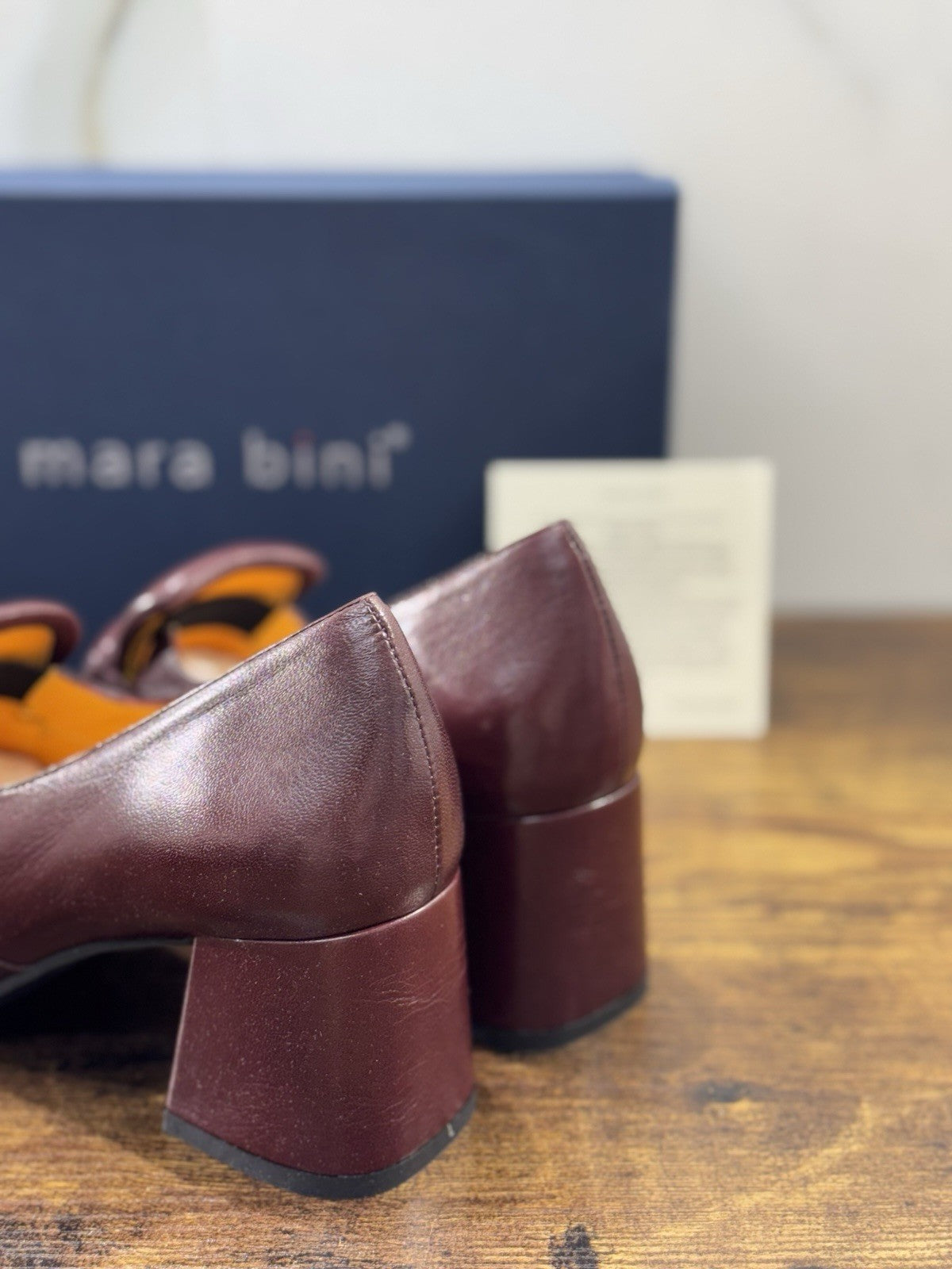Mara Bini Mocassino  Donna Pelle Vinaccia Con Tacco Handmade Sacchetto 36.5