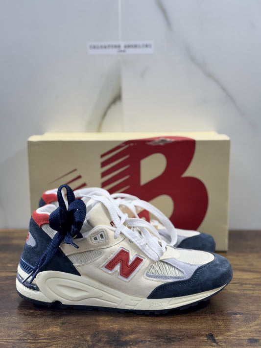 New Balance 990 Made In USA  Icon Sneaker White  Blu Suede  40.5