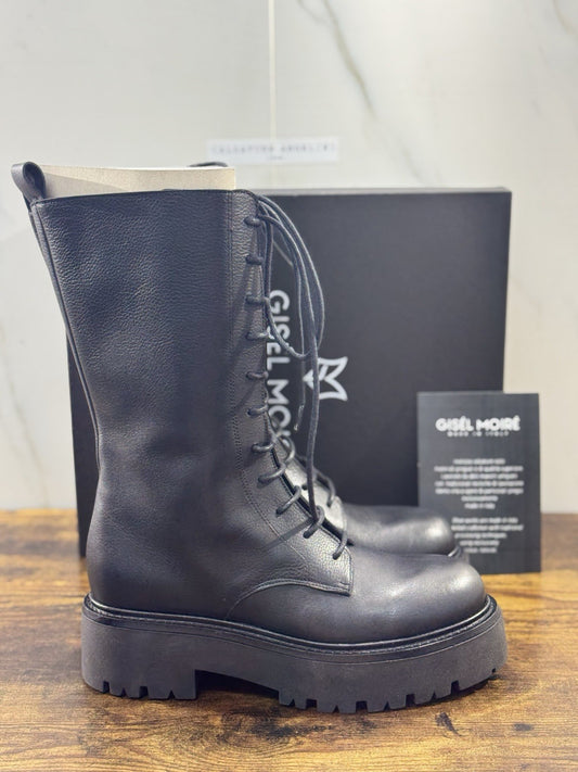Gisel Moire’ Anfibio    Donna Pelle Nera Made In Italy 37