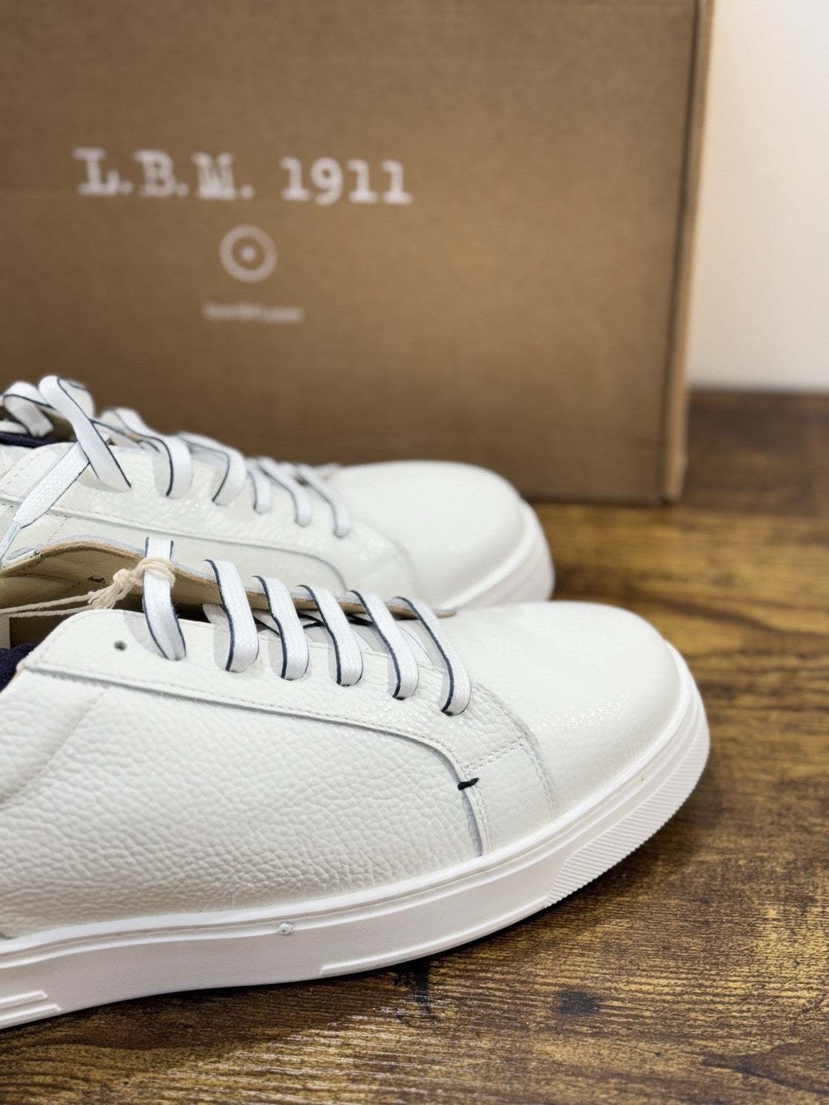 l.b.m. 1911 Sneaker Uomo Icon Pelle Bianca Blu Made In Italy 41