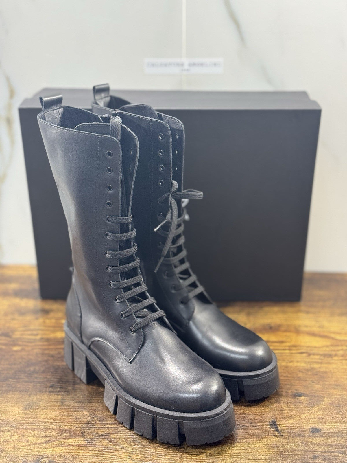 Gisel Moire’ Anfibio Donna Pelle Nero Made In Italy 39