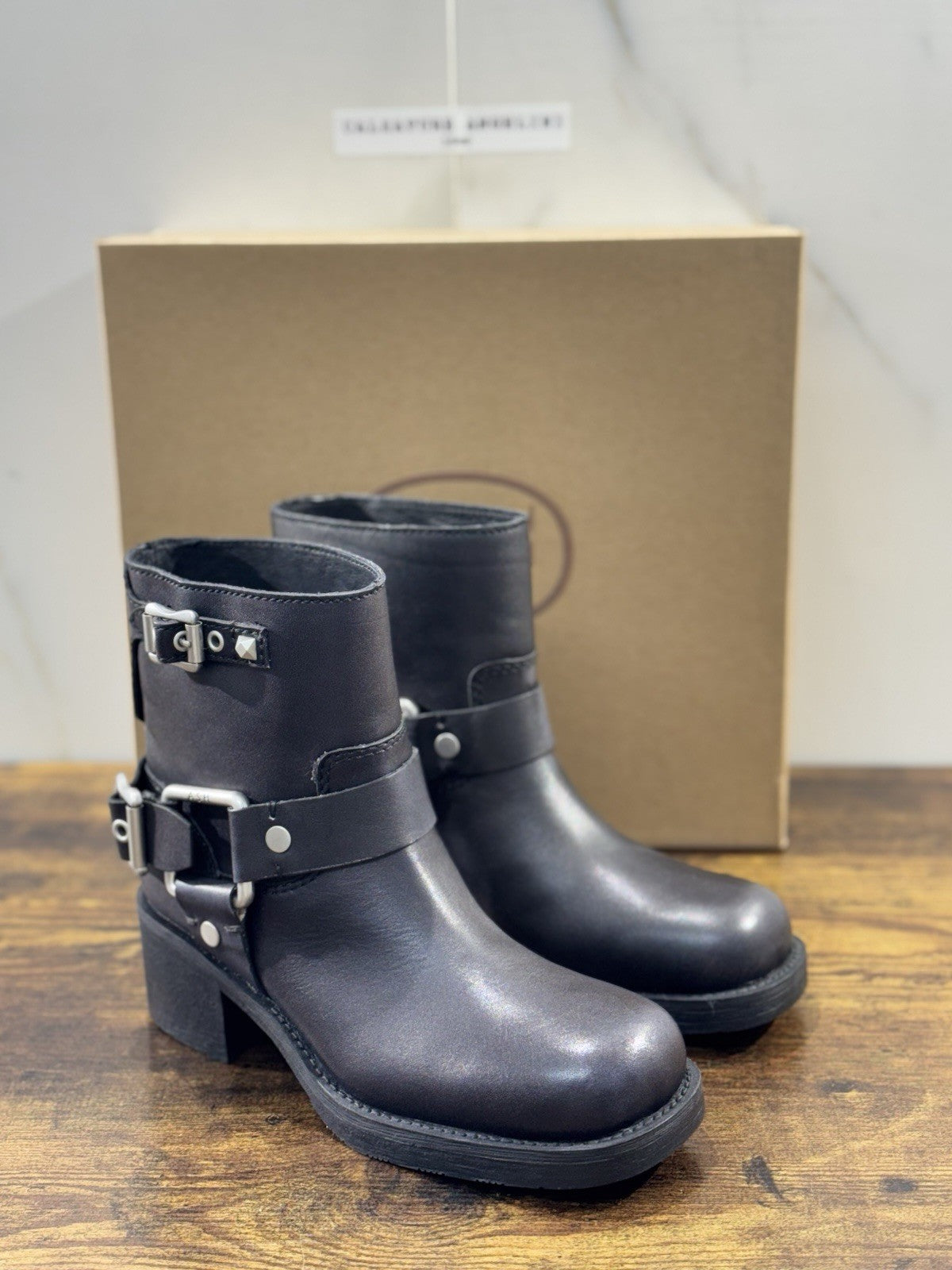 Ash Texas Black Pelle Biker Donna Ash 36