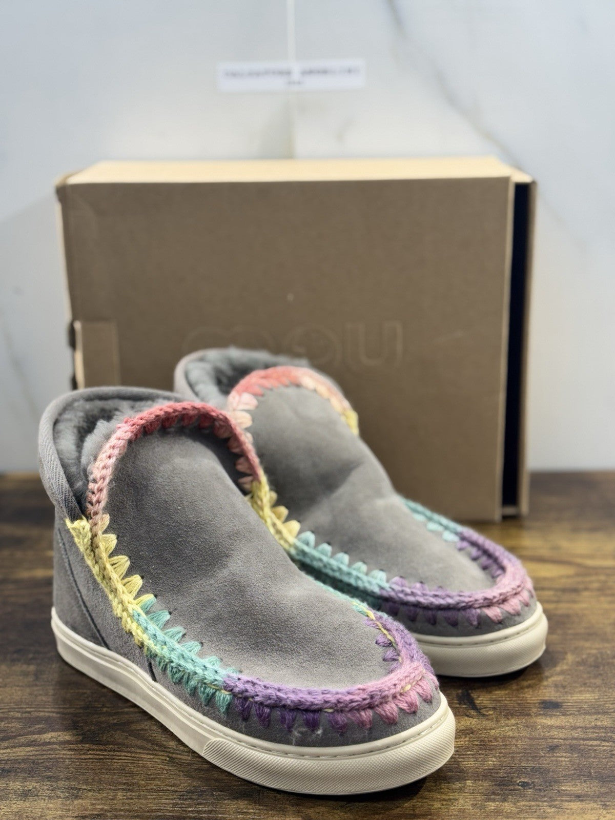 Mou eskimo Sneaker Rainbow  Casual Mou Woman Boot  Suede Grey 41