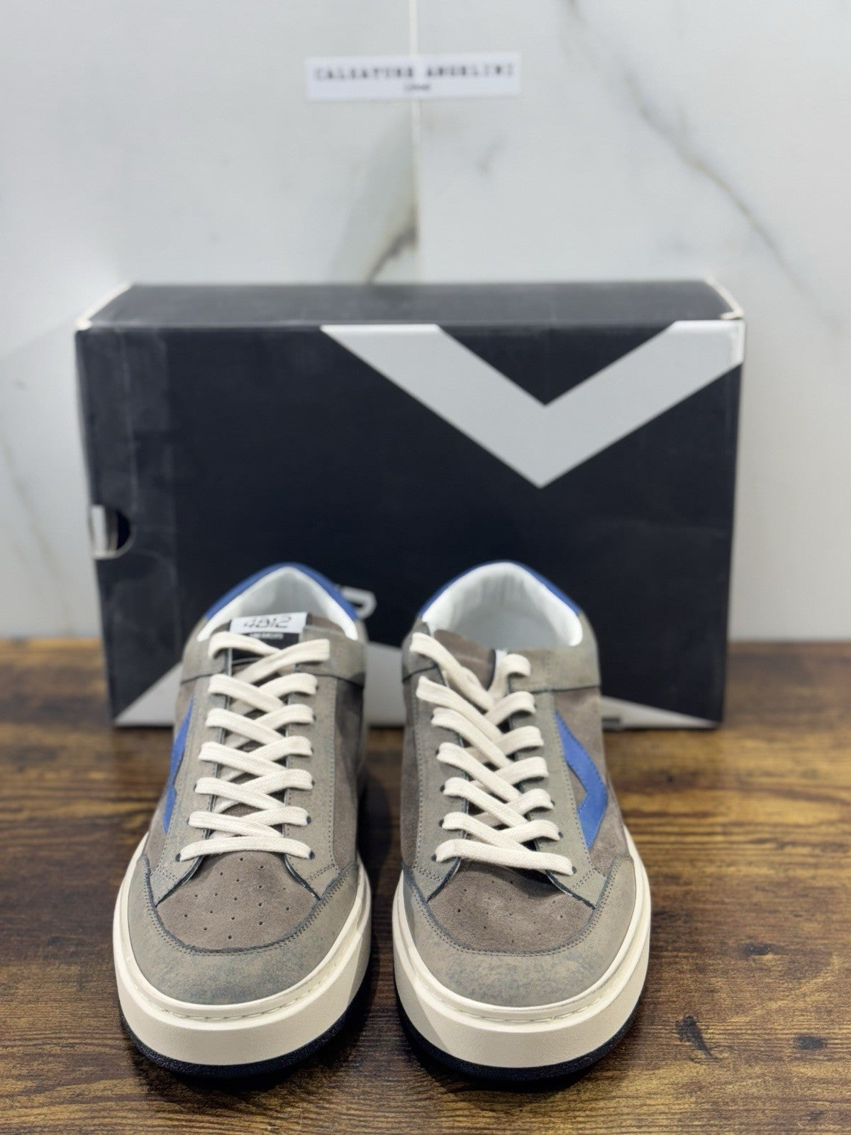 4B12 Sneaker Uomo Kyle  Pelle Beige Grey   Casual Shoe 44