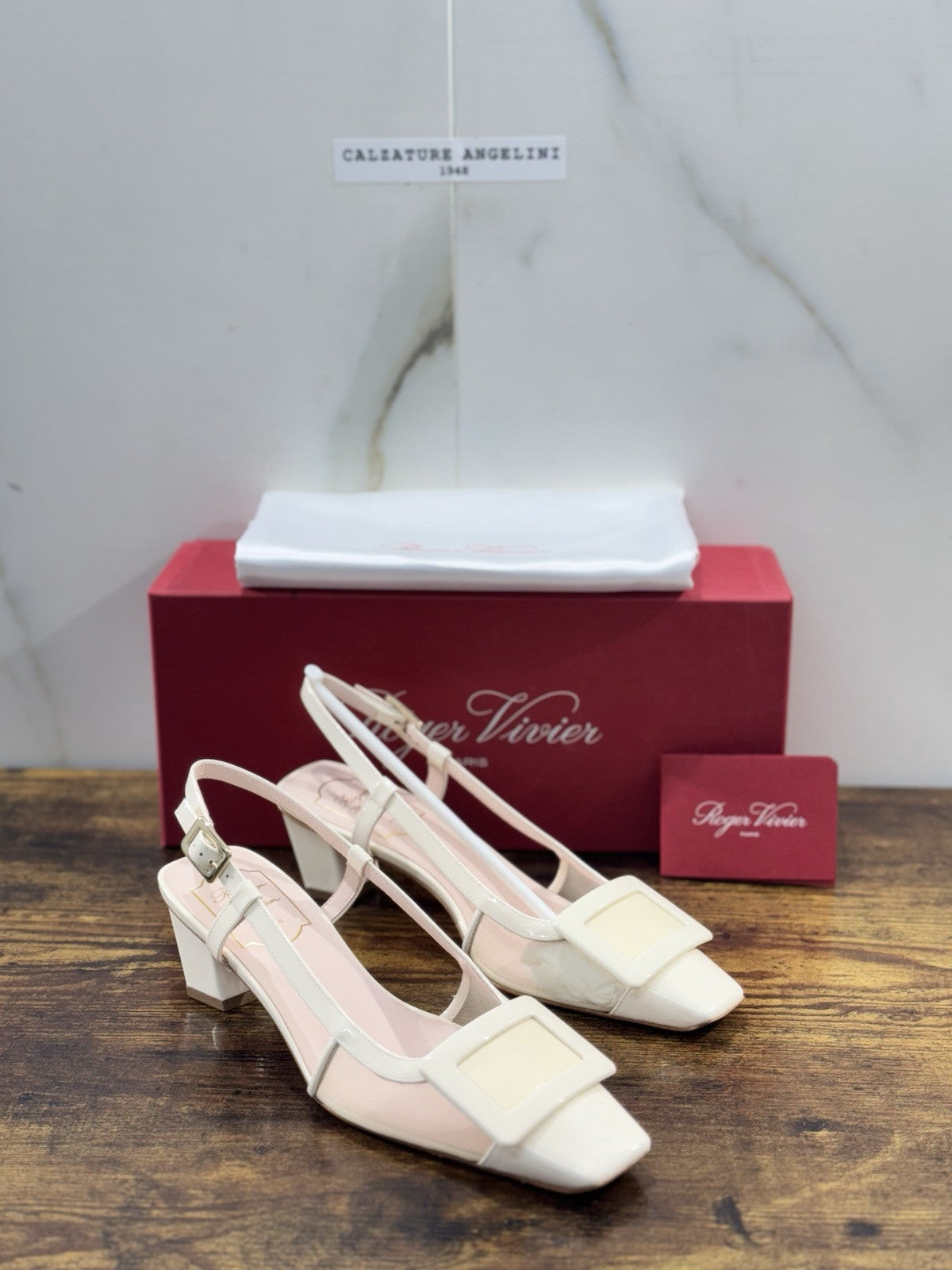 Roger Vivier Décolletés Slingback Belle Vivier 45 Mm  in pelle White Mesh 37