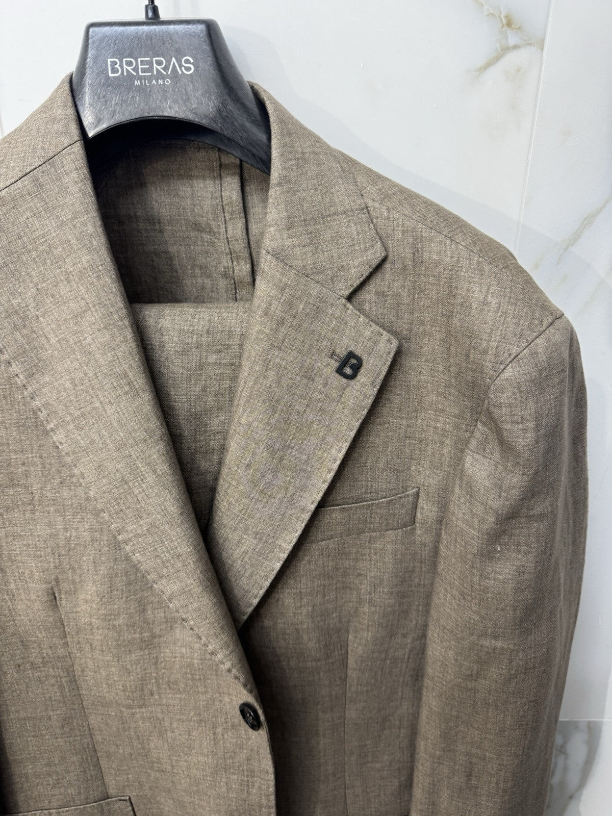 Abito Breras Milano 100% Lino Tortora  Made In Italy 46