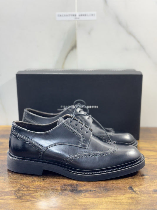 fratelli rossetti Scarpa Uomo Derby Brogue Nero Pelle Luxury Men Shoe 41.5
