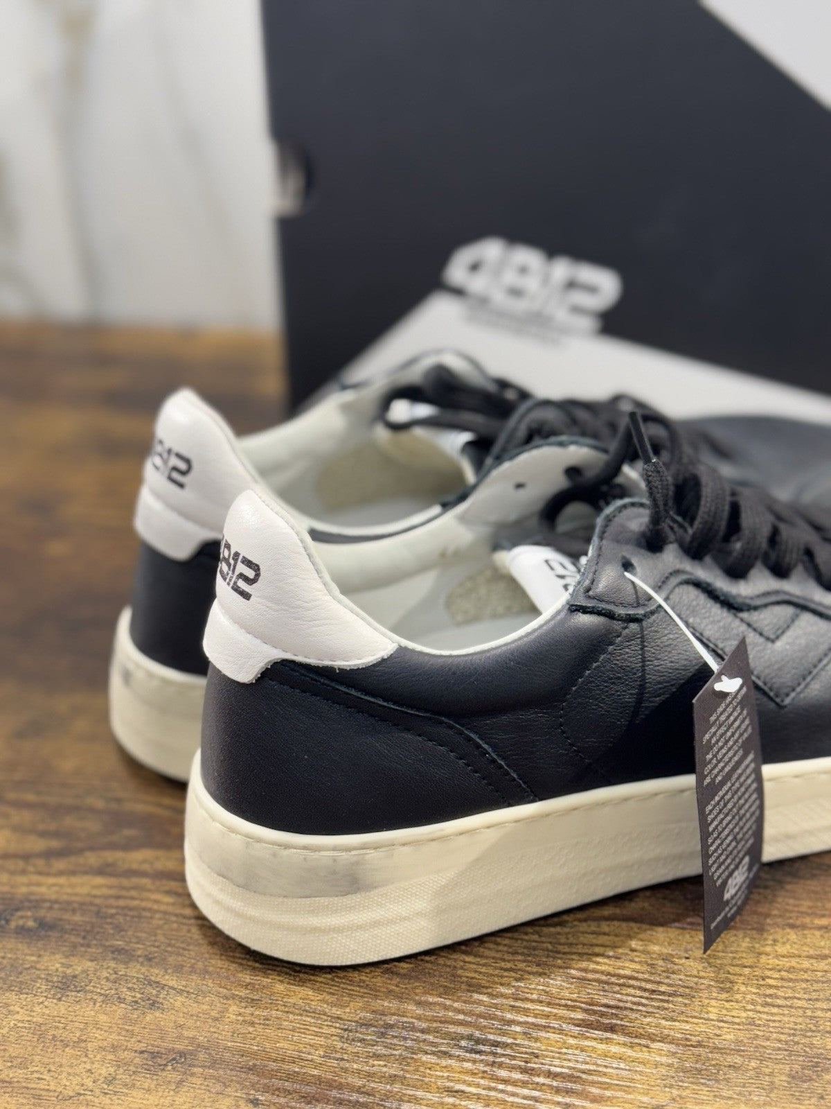 4B12 Sneaker Uomo Hyper Pelle Nera Casual Shoe 44