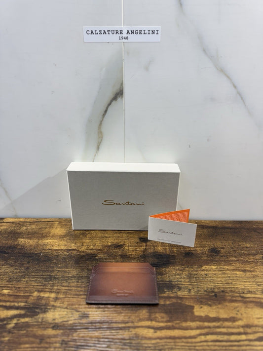 Porta Carte Di Credito Pelle Marrone  Santoni Luxury Men Wallet Santoni