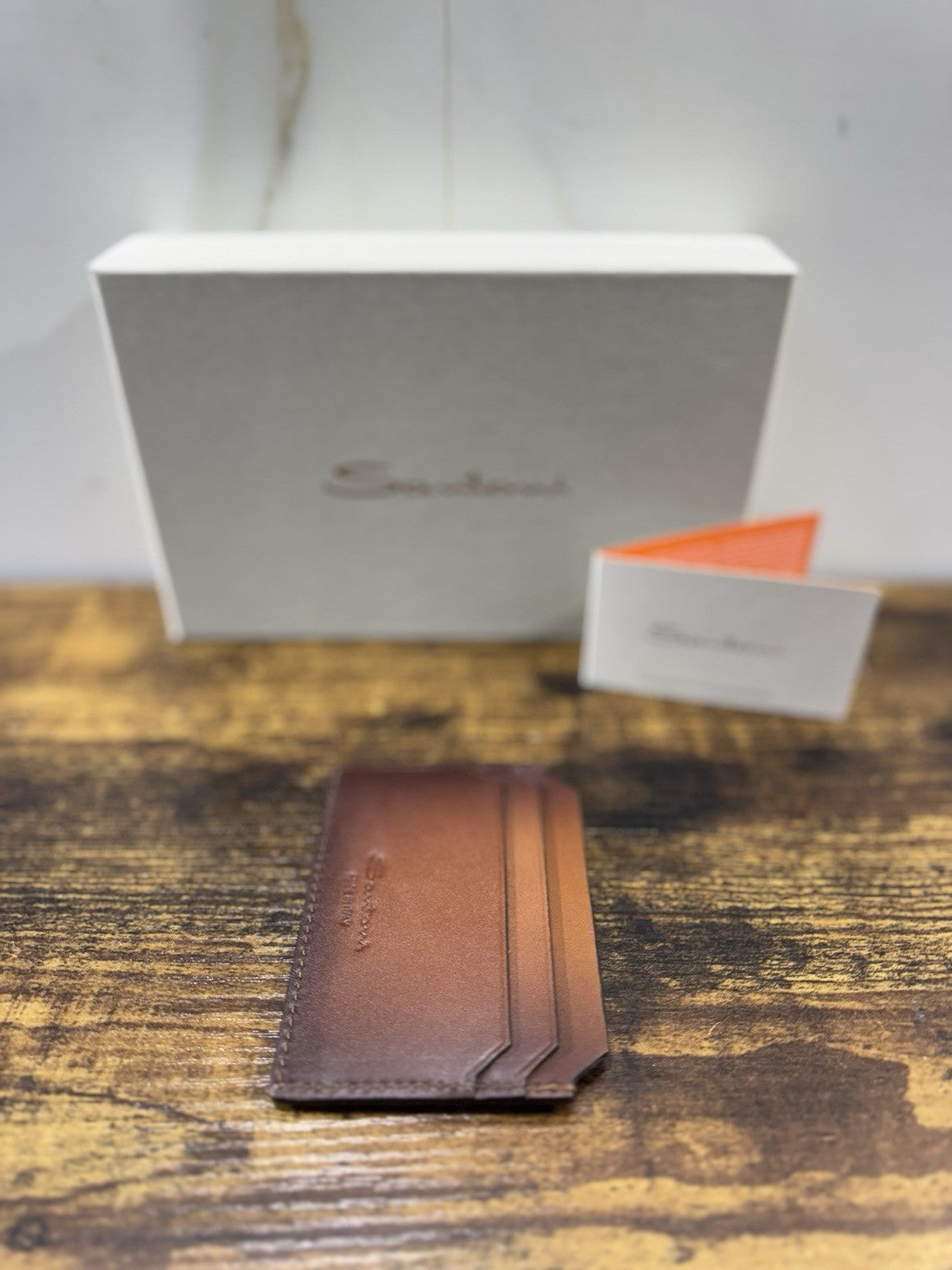 Porta Carte Di Credito Pelle Marrone  Santoni Luxury Men Wallet Santoni