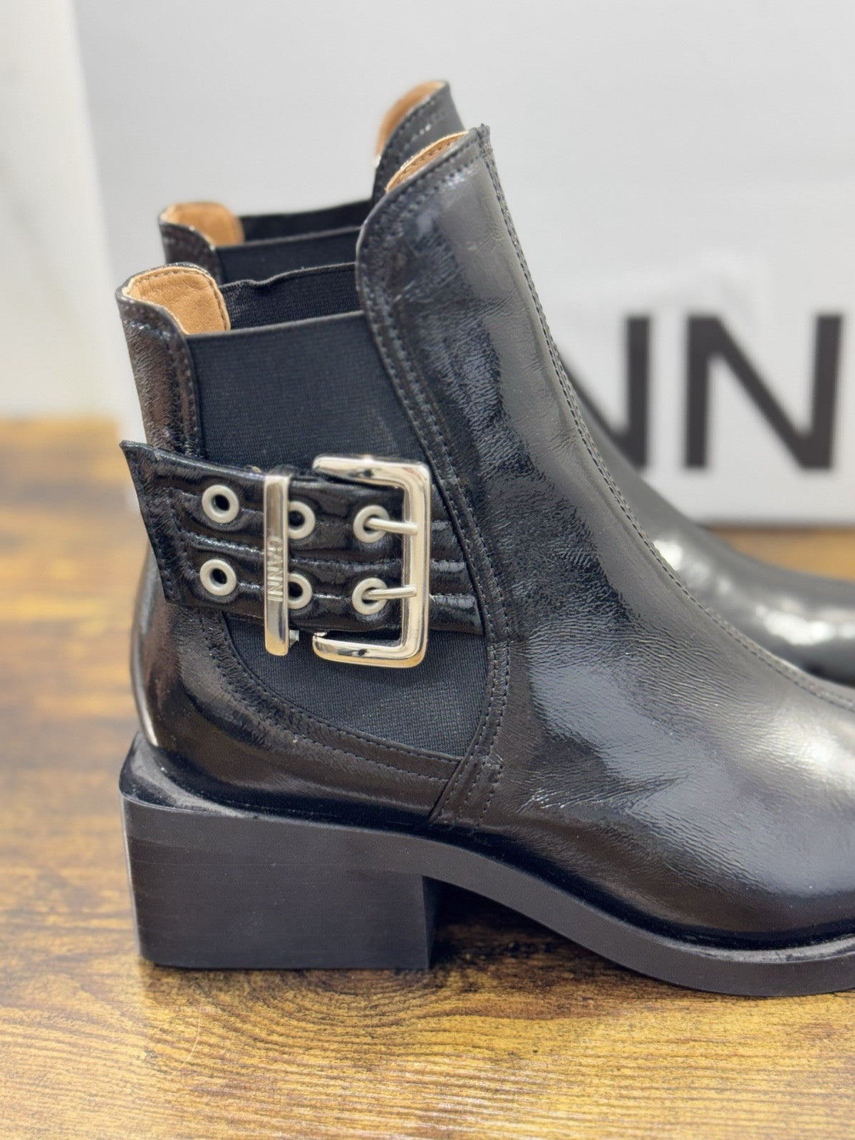 Ganni Texano  Donna Pelle Nero Causal Boot Donna Ganni 37