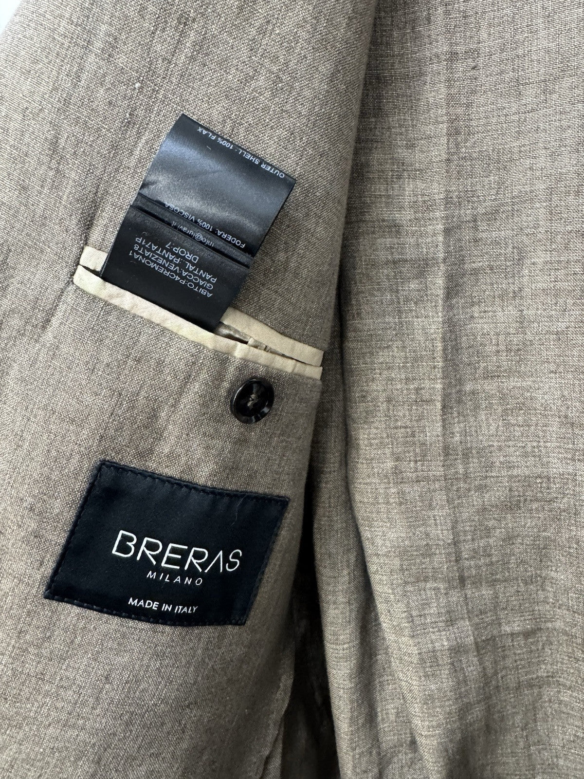 Abito Breras Milano 100% Lino Tortora  Made In Italy 48