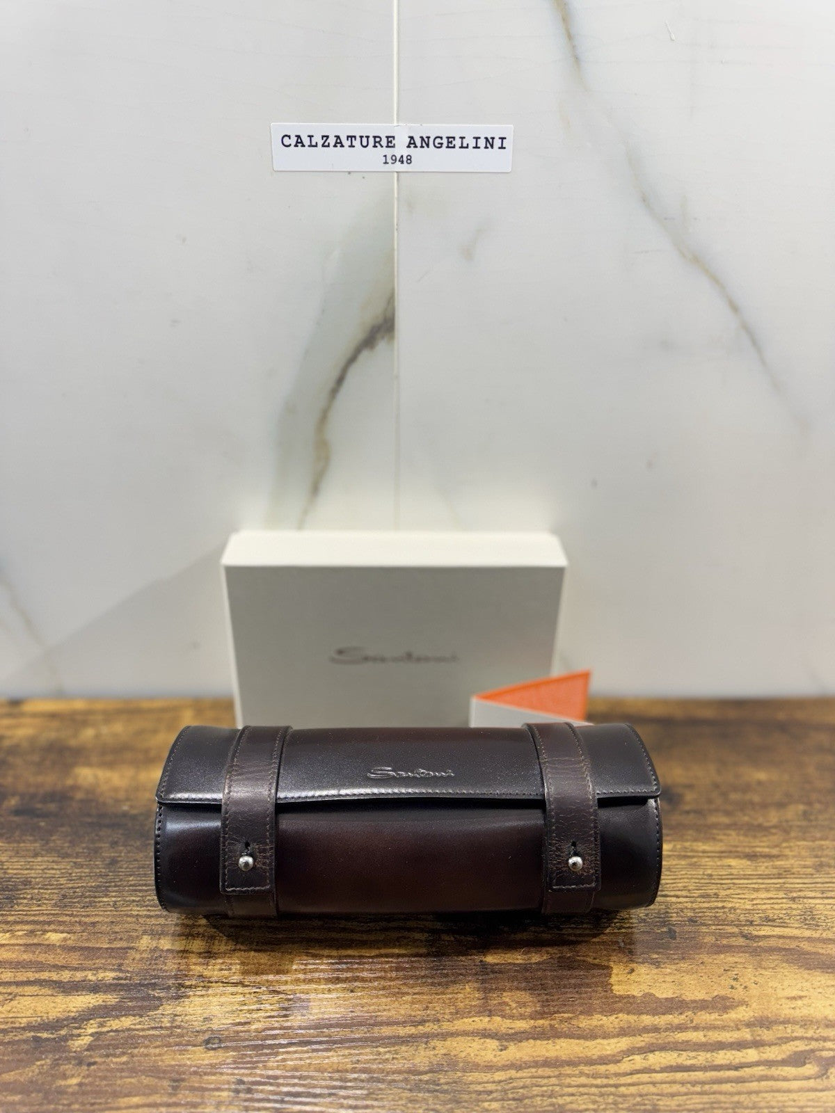 Custodia Porta Orologi Grande Santoni Pelle Marrone Bordo’ Luxury Watch Box