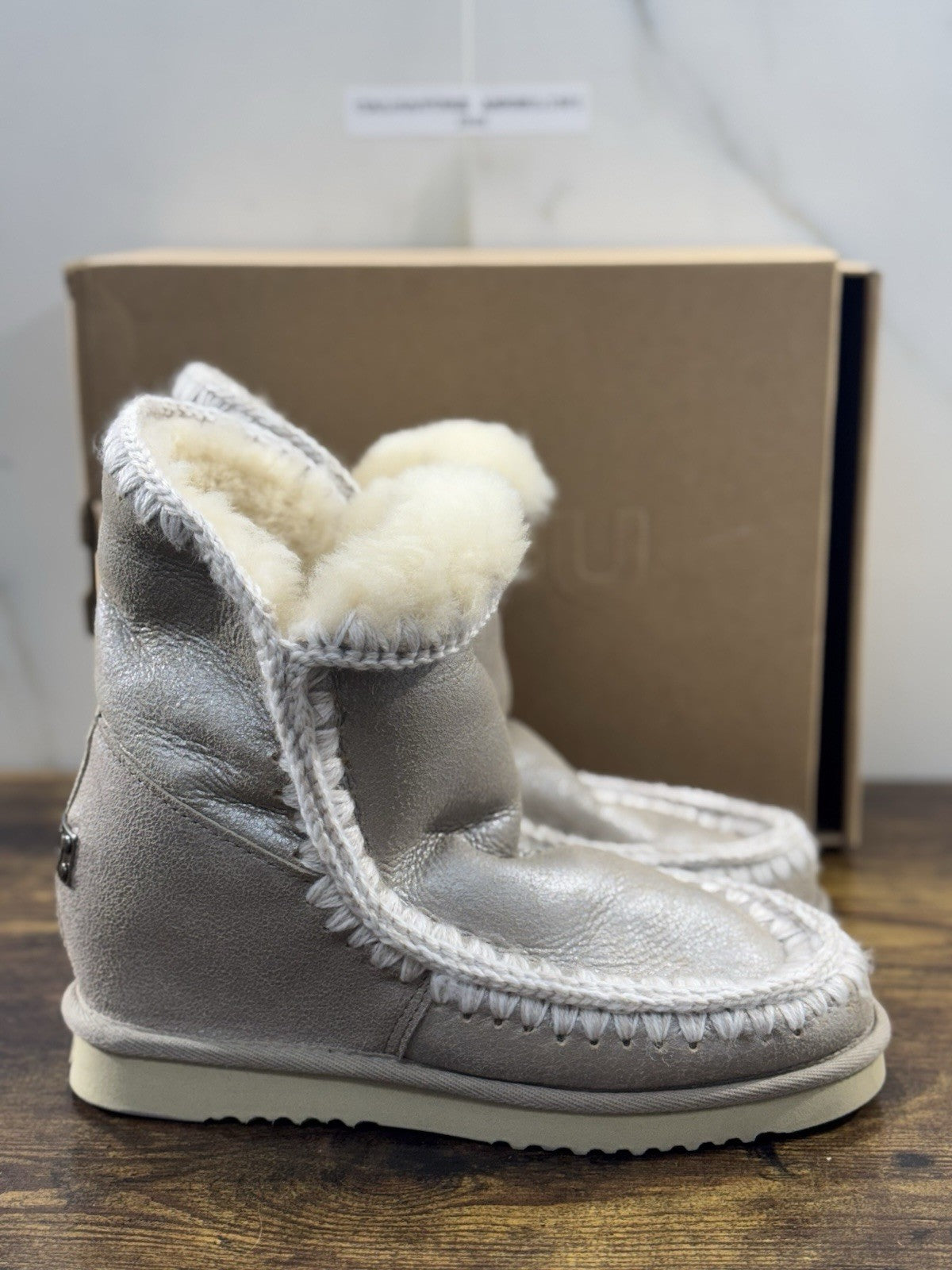 Mou eskimo Inner Wedge Short  Beige    Casual Mou Woman Boot  Pietre  Logo 40’