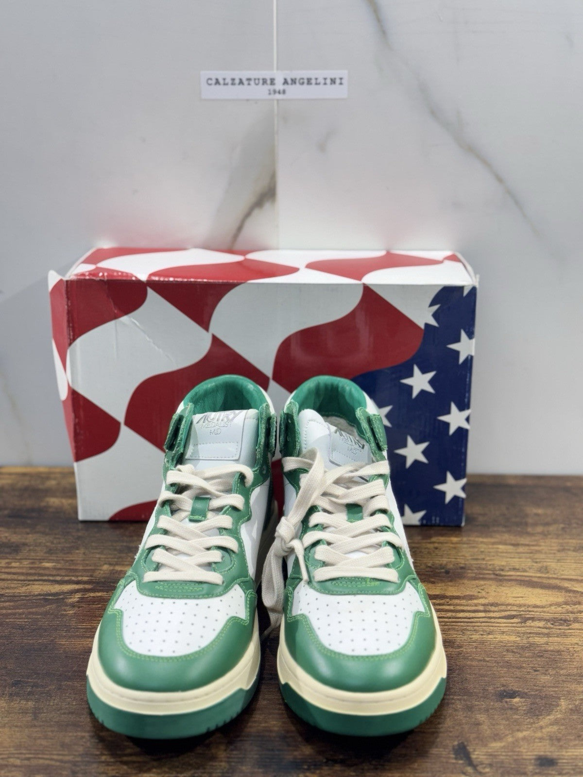 Autry Medalist Mid Sneaker Men Pelle Bianca  Verde Casual 42