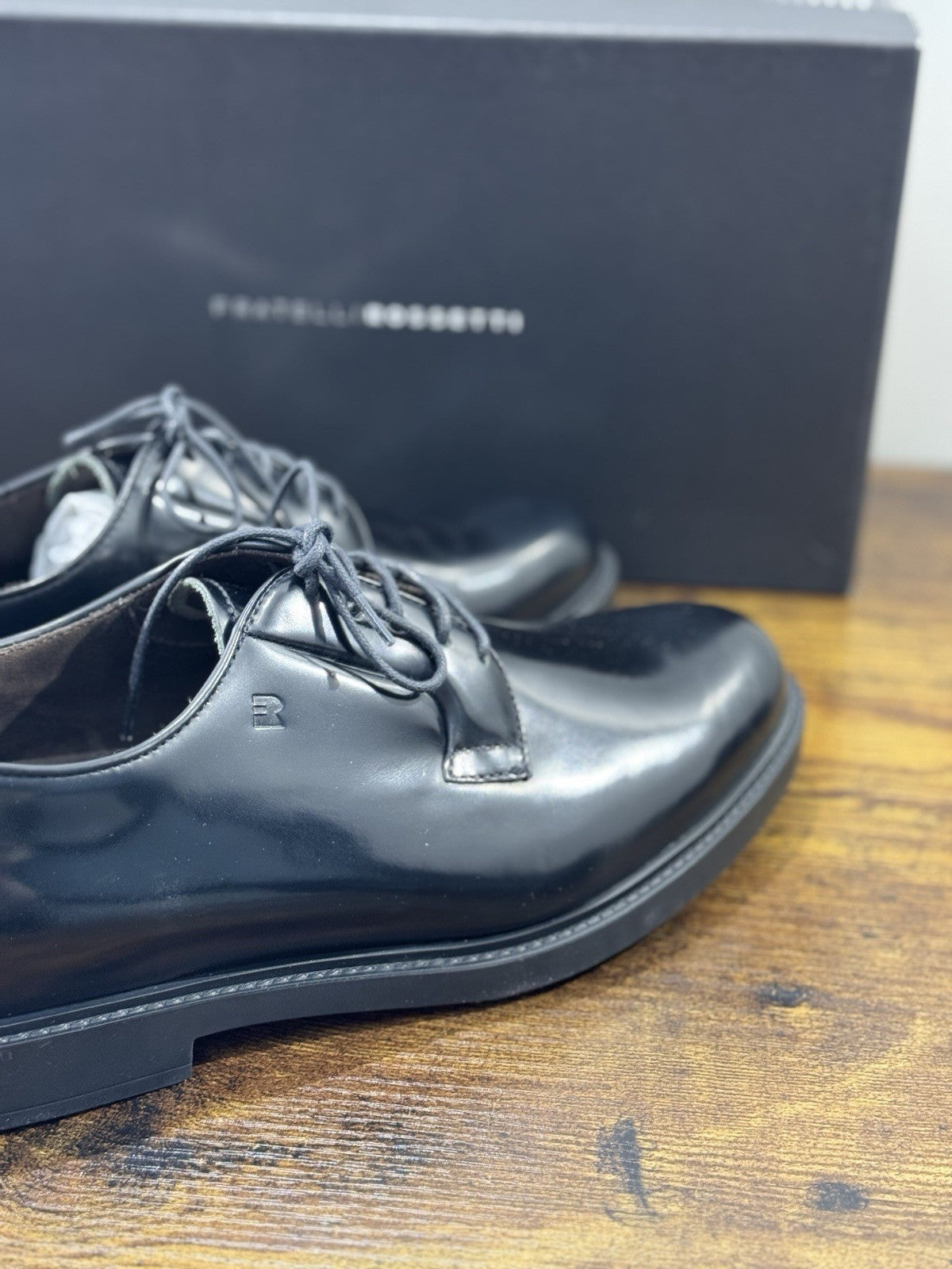 fratelli rossetti Scarpa Uomo Derby Nero Pelle Luxury Men Shoe 41.5