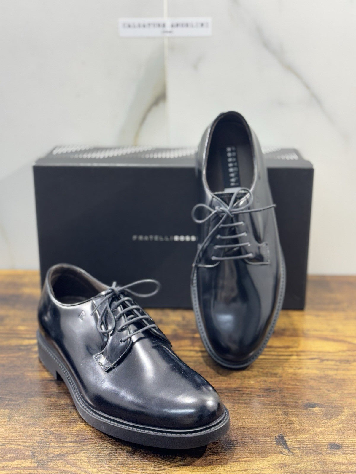 fratelli rossetti Scarpa Uomo Derby Nero Pelle Luxury Men Shoe 41.5
