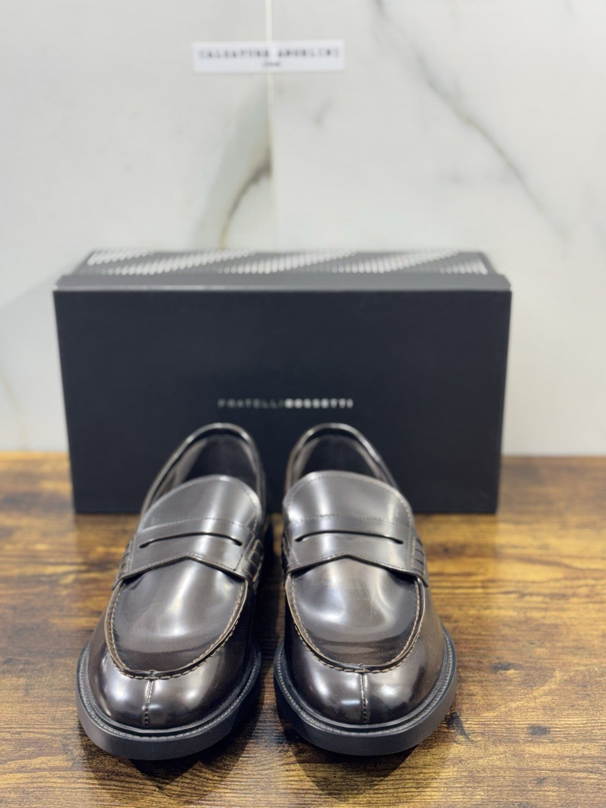 fratelli rossetti Scarpa Uomo Mocassino Marrone  Pelle Luxury Men Shoe 41.5