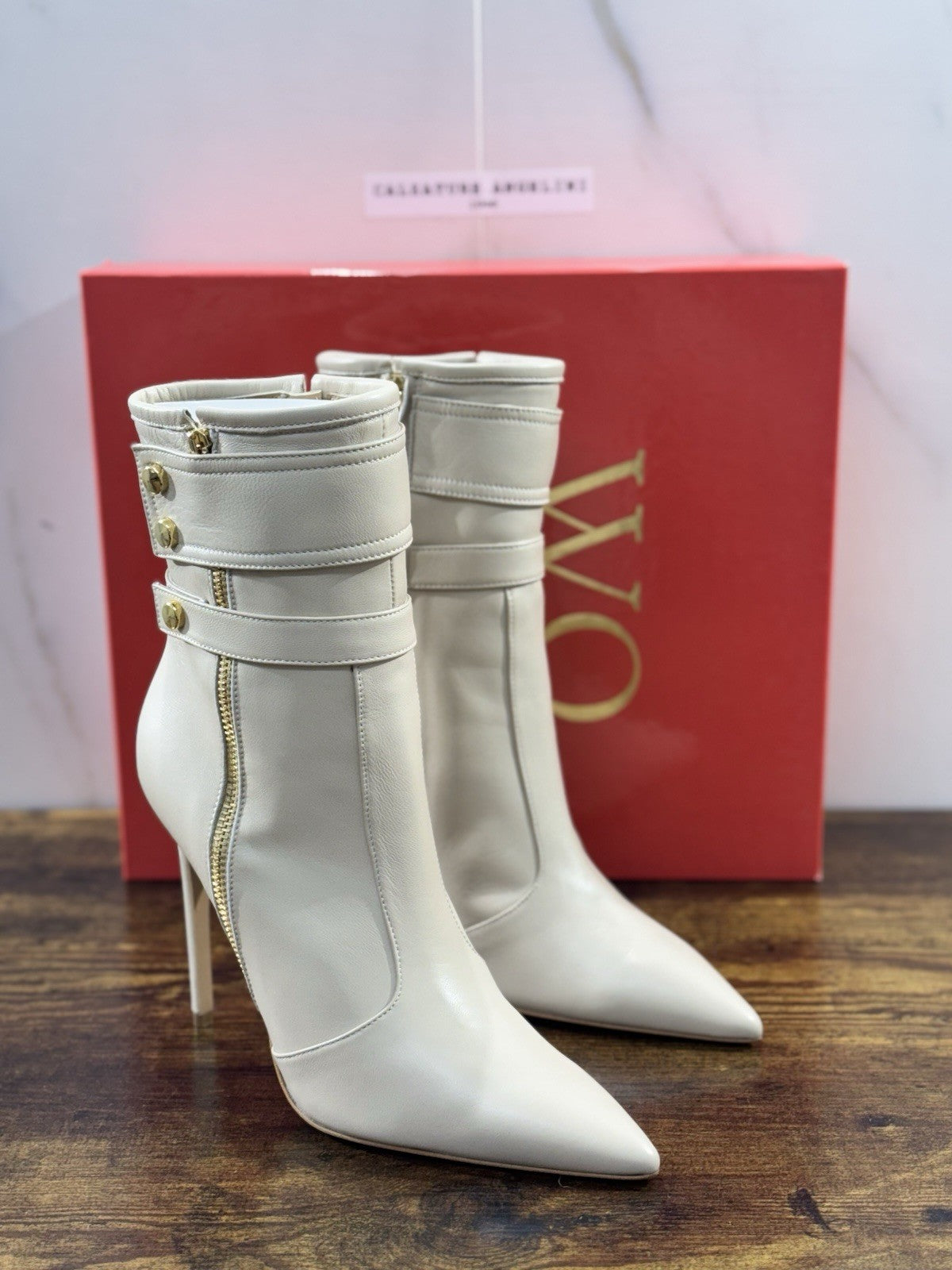 WO Milano tronchetto donna Pelle Milk  casual boot tacco luxury 40
