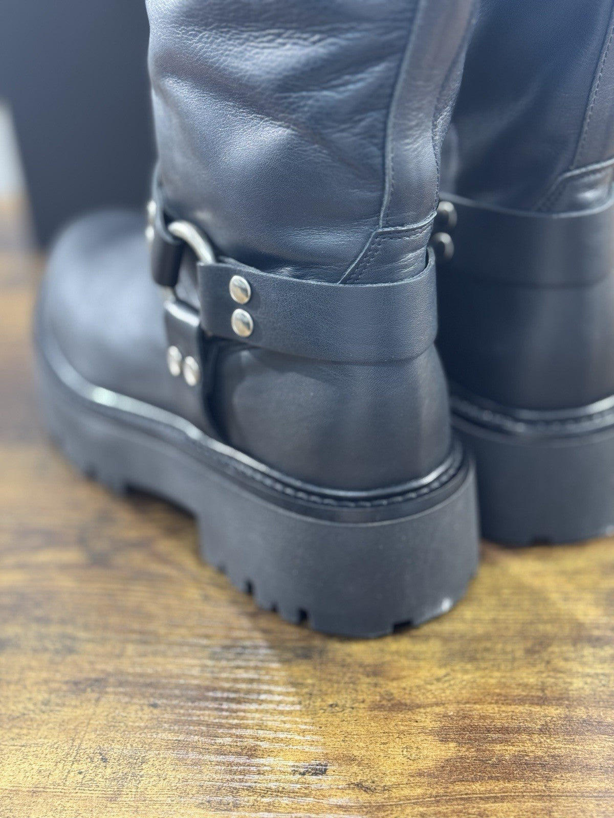 Gisel Moire’ Biker Donna Pelle Nera Made In Italy 40