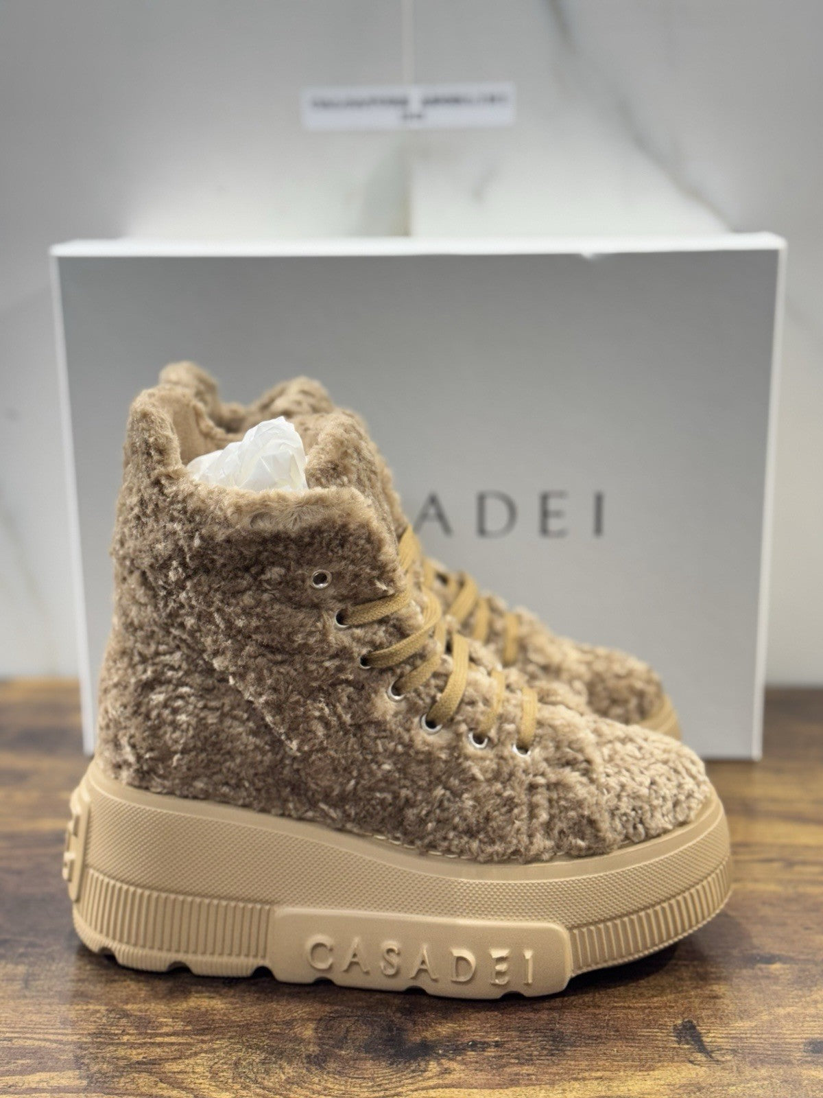 Casadei SNEAKER NEXUS HIGH IN PELLE Caramello Zeppa Casual Casadei 36