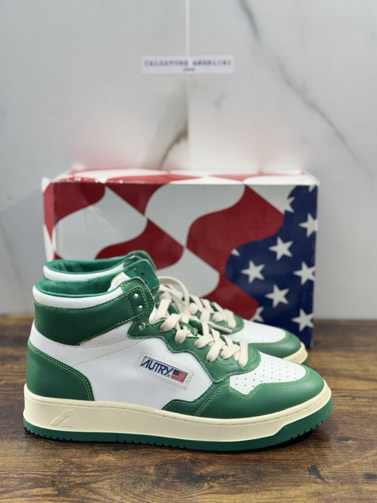 Autry Medalist Mid Sneaker Men Pelle Bianca  Verde Casual 42
