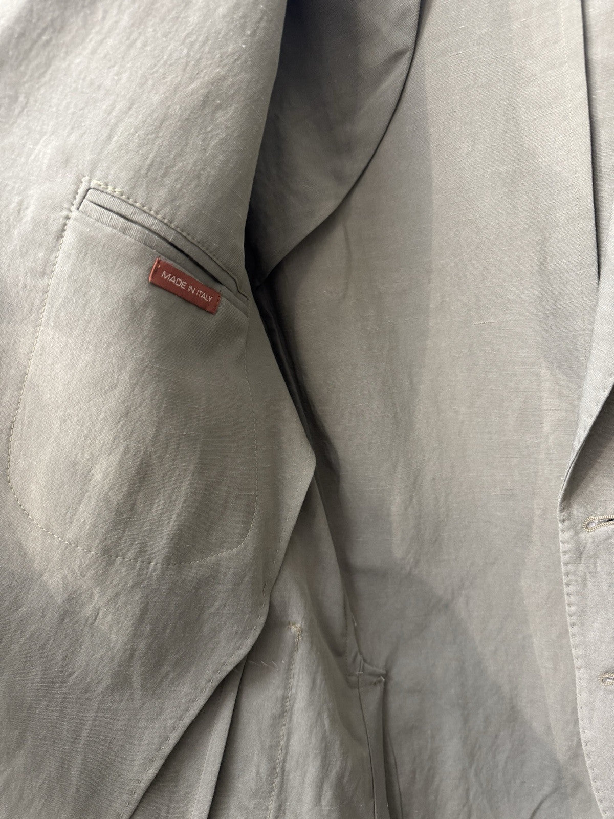 Twenty One Giacca Uomo 2 Bottoni  Verde Misto Lino Made In Italy 48